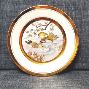 ART OF CHOKIN Birds On Water Plate Gilded Wiht 24k  Gold 7 3/4